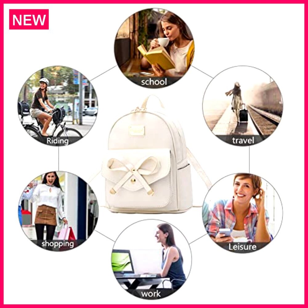 Mini Leather Backpack With Bow, Adjustable Straps… - image 6